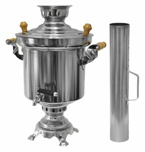 Samovar a carbonella in acciaio inox da 5 litri con camino Bollitore Bollitore per tè Grill