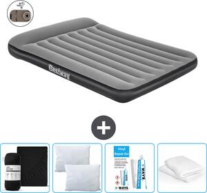 Materasso gonfiabile Bestway - Letto alla francese - 137 x 191 x 30 cm - Grigio - Accessori inclusi