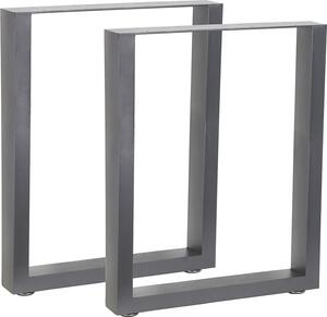 Set di 2 pattini per tavolo in acciaio 60×72 cm grigio, stile industriale, protezioni per pavimenti
