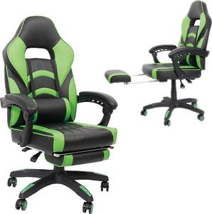 Melko Sedia girevole Poggiapiedi Scrivania Sedia da ufficio Sedia da gaming - Nero / Verde