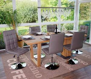 Set da 6 sedie da sala da pranzo MCW-C41, sedie da cucina, regolabili in altezza e girevoli, in ecopelle certificata MVG ~ grigio talpa