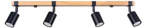 Lampada a soffitto FAGER 4L nero 4xGU10 10W acciaio/legno naturale 17.2x6x88cm Sollux Lighting