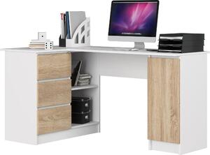 Scrivania angolare B20 in laminato bianco e sonoma - Design elegante e funzionale per casa e ufficio