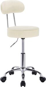 Sgabello ergonomico - Schienale - Su rotelle - Sgabello a sella - Sedia da ufficio - Crema
