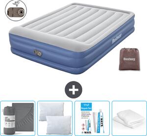 Materasso gonfiabile Bestway - 2 persone - 152 x 203 x 46 cm - Grigio/Blu - Accessori inclusi