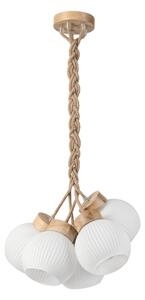 Lampadario a sospensione con cavo LOOMIS 5xE27/15W/230V 83 cm beige/rovere