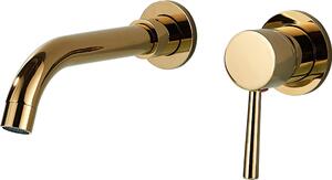 Rubinetto per lavabo, rubinetto da bagno Slim Tube, a scomparsa, montaggio a parete, dorato, ad alta pressione, con regolazione della portata e della temperatura dell'acqua