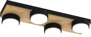 Spot a soffitto 4 punti nero rettangolare con elemento in legno 4xGX53 15W Sema Luminex