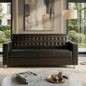 Divano a 3 posti Kunda, divano lounge, Pelle finta, piedini in metallo 180cm ~ caffè