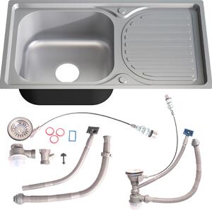 Lavello da cucina Melko in acciaio inox - Lavello da incasso 75,5 cm Allineamento a sinistra