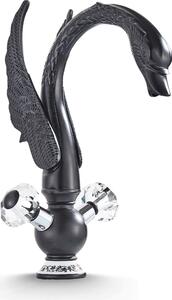 Rubinetto per lavabo, rubinetto da bagno Swan, nero opaco, ad alta pressione, con regolazione della portata e della temperatura dell'acqua