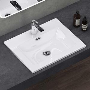 Doporro Lavabo Integrale a Incasso Soprapiano 60x48x12 cm Rettangolare in Marmoresina Bianco Lucido, Lavabo Bagno da Appoggio con Foro Rubinetto e Troppopieno Colossum02
