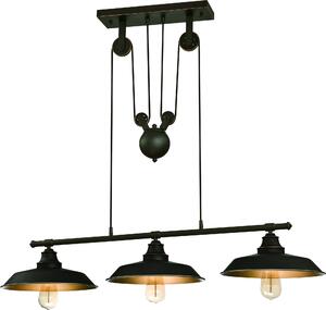 Lampada a sospensione a tre luci Iron Hill bronzo oliato