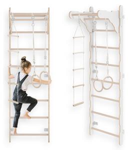 Scala da ginnastica per bambini (210 cm), Scala da allenamento a muro, Scala di corda per bambini, Parco giochi in legno per la casa