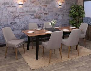 Set di 6 sedie da pranzo HWC-O27, sedia da cucina imbottita, tessuto/tessuto (280g/m²) metallo ~ grigio chiaro