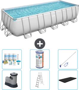 Piscina rettangolare Bestway Power Steel - 640 x 274 x 132 - Grigio - compresa pompa - scala - copertura pacchetto manutenzione - filtro - kit pulizia