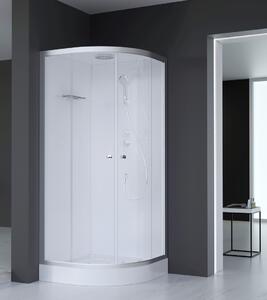 Doccia completa MARWELL Doccia completa Silver Round 90 x 90 x 217 cm - Doccia rotonda con ingresso frontale - Cabina doccia con profili in alluminio di alta qualità - Altezza ingresso 15 cm