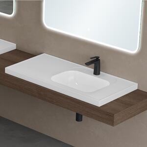 Doporro Lavabo da Incasso Rettangolare con Vasca Integrata 100 cm in Marmoresina Bianco Lucido Colossum3601-800