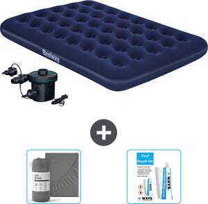Materasso gonfiabile Bestway - Letto matrimoniale - 137 x 191 x 22 cm - Blu - Accessori inclusi