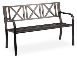 Panchina da giardino Relaxdays, 2 posti, per terrazza o balcone, in acciaio, robusta, dimensioni 80,5 x 127 x 63 cm, nero-bronzo
