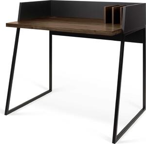 Temahome Scrivania Volga 88 x 90 x 60 nero/impiallacciatura noce/con struttura in metallo nero