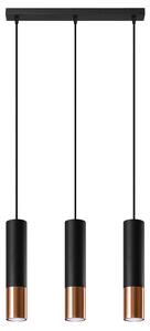 Lampada a sospensione LOOPEZ 3L nero/rame 3xGU10 10W acciaio 90x6x45cm Sollux Lighting