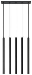 Lampada a sospensione PASTELO 5 nero 5xG9 8W acciaio 90x5x45cm Sollux Lighting