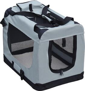 Fudajo Box pieghevole per cani, gatti XL (82x56x58cm), robusto, leggero, sicuro, box per cani con maniglia di trasporto e coperta, grigio