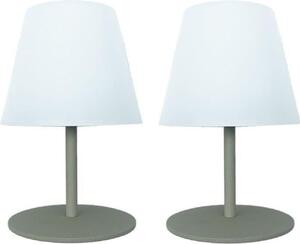 2 lampade da tavolo TWINS senza fili - Verde oliva - H 16 cm - LED
