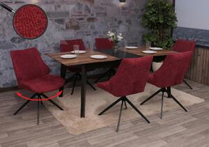 Set di 6 sedie per sala da pranzo HWC-O48, sedia da cucina, girevole a ritorno automatico, tessuto/tessuto ciniglia (320g/m²) Oeko-Tex ~ bordeaux
