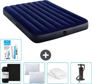 Letto ad aria Intex - Letto matrimoniale - 137 x 191 x 25 cm - Blu - Consegna inclusa Lenzuolo di ricambio - Bacio - Pompa - Set di riparazione en Protezione del cuscino