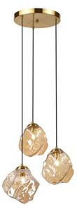 Lampadario a cavo CRISTAL 3xE14/15W/230V ottone/beige fumé