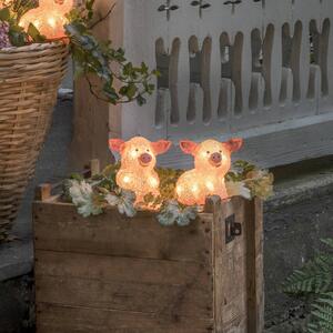 Konstsmide Season Figura luminosa LED maiale, set 5x a catena, rosa