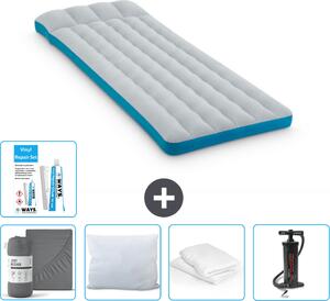 Materassino da campeggio Intex - letto francese - 72 x 189 x 20 cm - blu - lenzuolo incluso - bacio - pompa - set di riparazione en pillow protector
