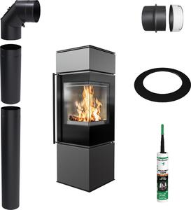 Stufa a libera installazione KRATKI REN S Right 7kW Ø150 Set nero