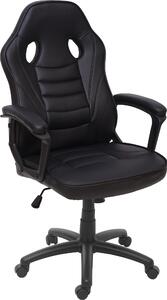 Sedia da ufficio HWC-F59, sedia da scrivania girevole sedia da corsa sedia da gioco, Similcuoio ~ nero