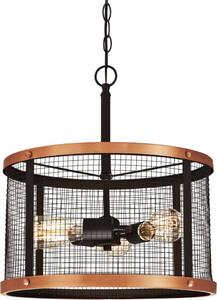Lampada a sospensione a tre luci Emelie in bronzo oliato