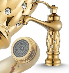 Rubinetto per lavabo, rubinetto da bagno Aristo, dorato, ad alta pressione, con regolazione della portata e della temperatura dell'acqua