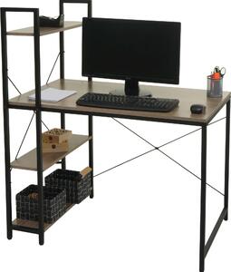 Scrivania con scaffale MCW-K81, tavolino per laptop, scrivania da ufficio, 100x60 cm, metallo e MDF ~ grigio-marrone