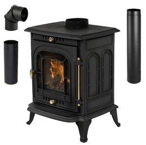 Stufa a legna in ghisa THUNDER AGNI 7 kW – con sistema vetro pulito, maniglia a freddo, EcoDesign 2022, nera