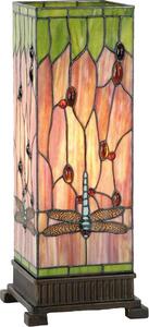 Clayre & Eef Lampada da tavolo Tiffany 18x18x45 cm Rosso Verde Vetro Libellula
