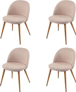 Set di 4 sedie da sala da pranzo HWC-D53, sedia da cucina, design retrò anni '50, tessuto/tessuto ~ beige