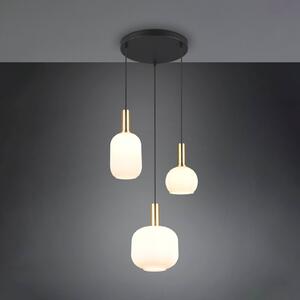 Trio Lighting Lampada a sospensione Diva, a 3 luci, color ottone, opale, vetro, metallo