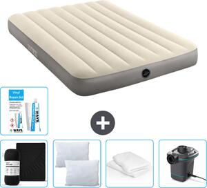 Letto ad aria Intex - Letto matrimoniale - 137 x 191 x 25 cm - Beige - Consegna inclusa Lenzuolo di ricambio - Bacio - Pompa - Set di riparazione e protezione del cuscino