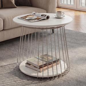 Tavolino MCA MCW-P60, tavolino tavolino lounge, metallo MDF rotondo Ø 50cm ~ bianco