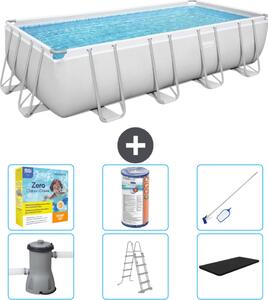 Piscina rettangolare Bestway Power Steel - 488 x 244 x 122 - Grigio, comprensiva di pompa - scaletta - copertura pacchetto manutenzione - filtro - kit pulizia
