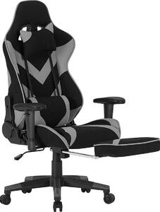 Sedia da gioco Luxe - Grigio - Sedia da gioco ergonomica con poggiapiedi - Sedia da ufficio regolabile - Tessuto