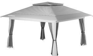 Gazebo pieghevole Wiltec con zanzariera 4 x 4 m grigio chiaro, gazebo da giardino con ruote e zanzariera, gazebo per feste con tecnologia "one push" e gambe regolabili