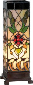 Clayre & Eef Lampada da tavolo Tiffany 12x12x35 cm Beige Verde Vetro Rosa