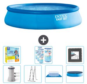 Piscina gonfiabile rotonda Easy Set di Intex - 457 x 107 cm - blu - pompa inclusa - scaletta - telo per il pavimento - pacchetto di manutenzione della copertura - filtro - piastrelle per il pavimento
